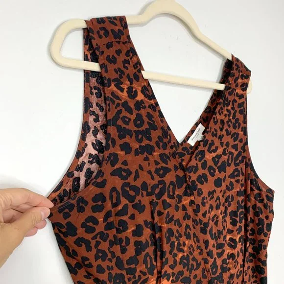 BEACH LUNCH LOUNGE Anais Midi Dress Rumba Red Leopard Animal Print Sz L - Picture 3 of 7